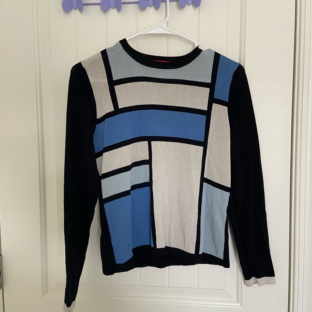EUC‎ | Anne Klein women’s block patterned sweater — petite small